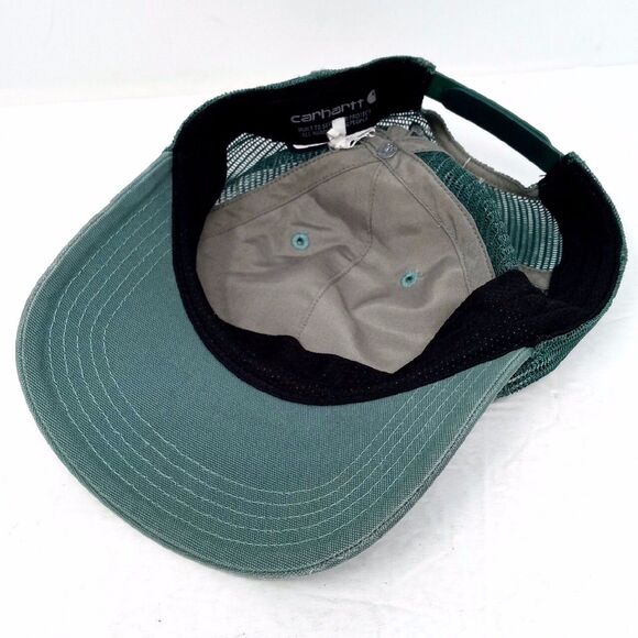 Carhartt Green Mesh Snapback Distressed Workwear Snapback Hat Cap - Picture 8 of 10